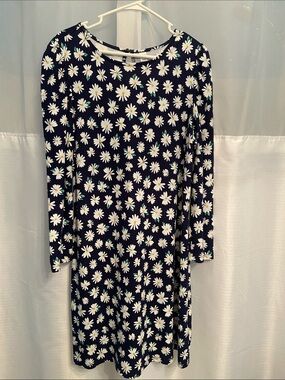 Old Navy Navy Floral Daisy Long-Sleeve Dress